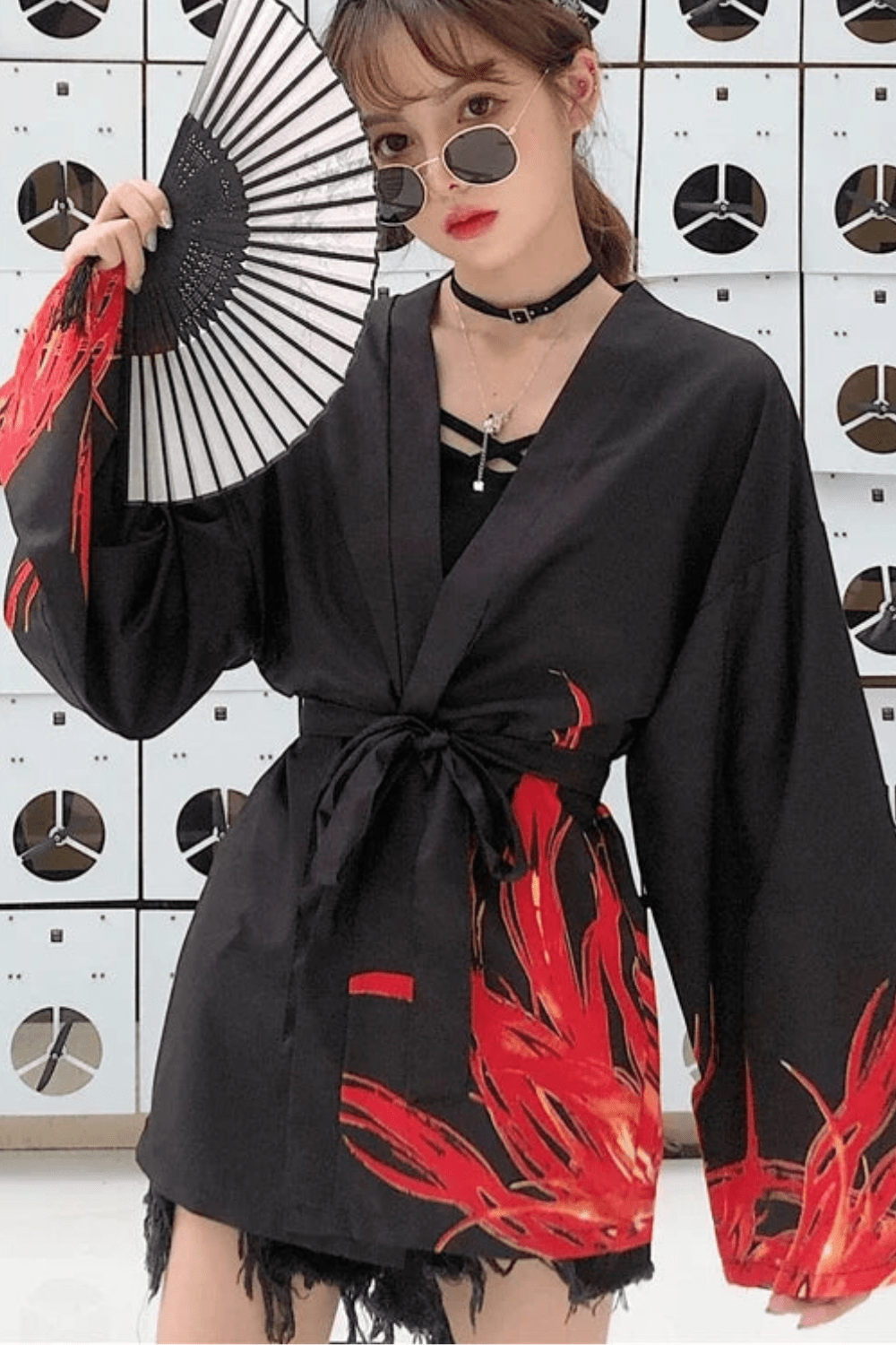 Kimono Femme | Court Noir / Taille unique
