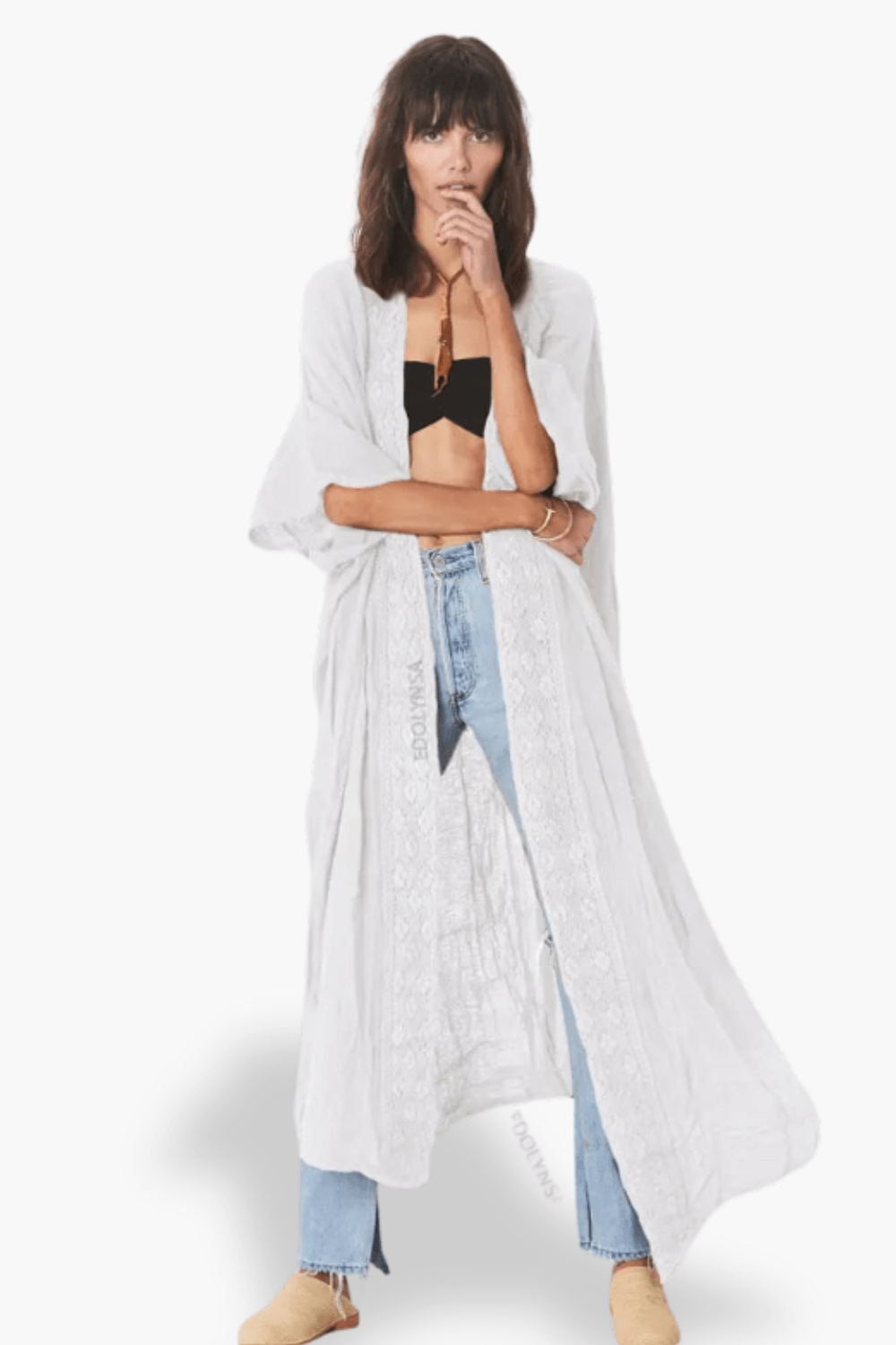 Kimono | Marron Blanc / Taille unique