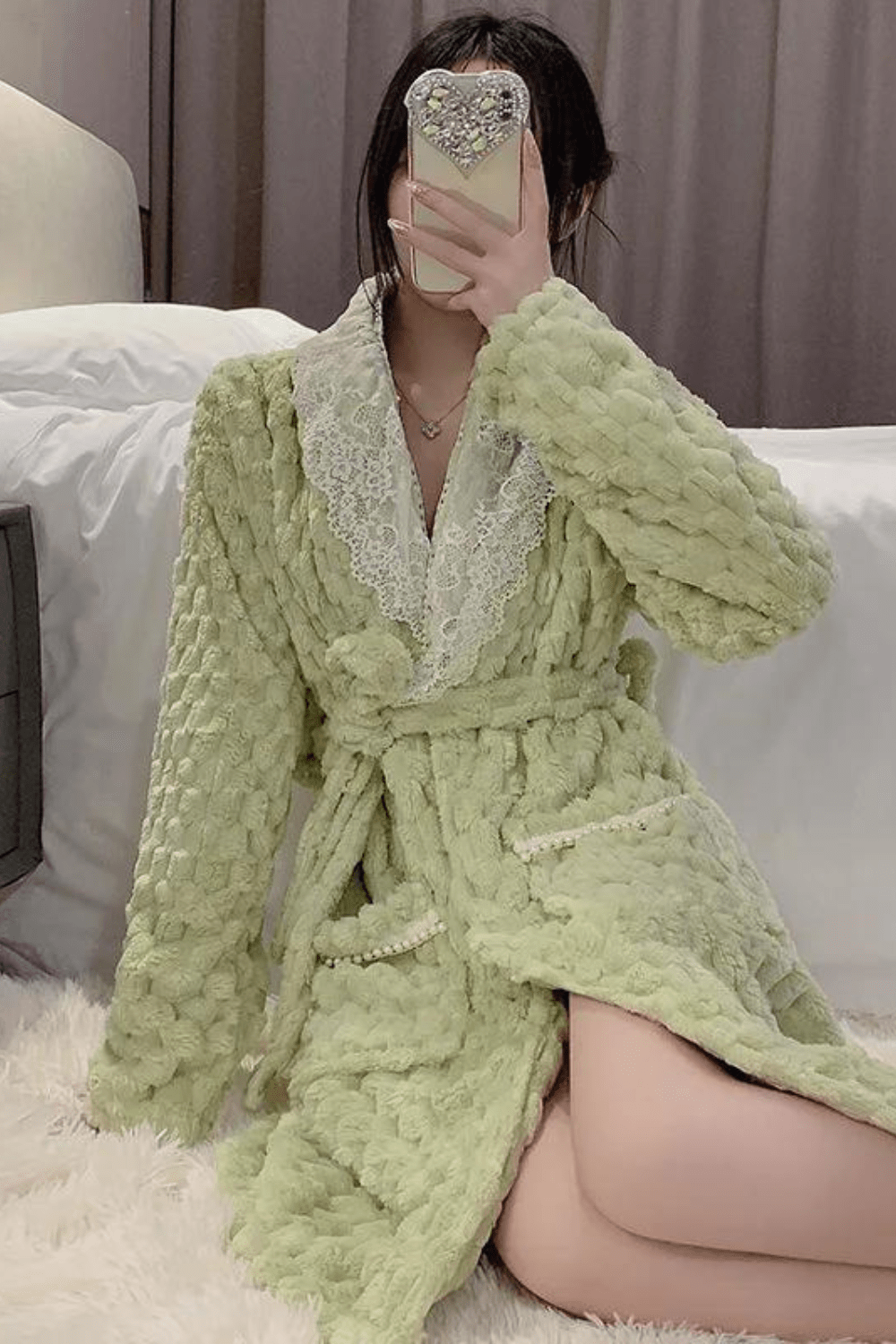 peignoir court femme polaire