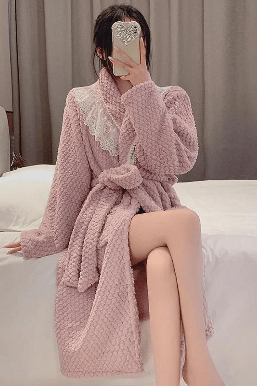 peignoir court femme polaire