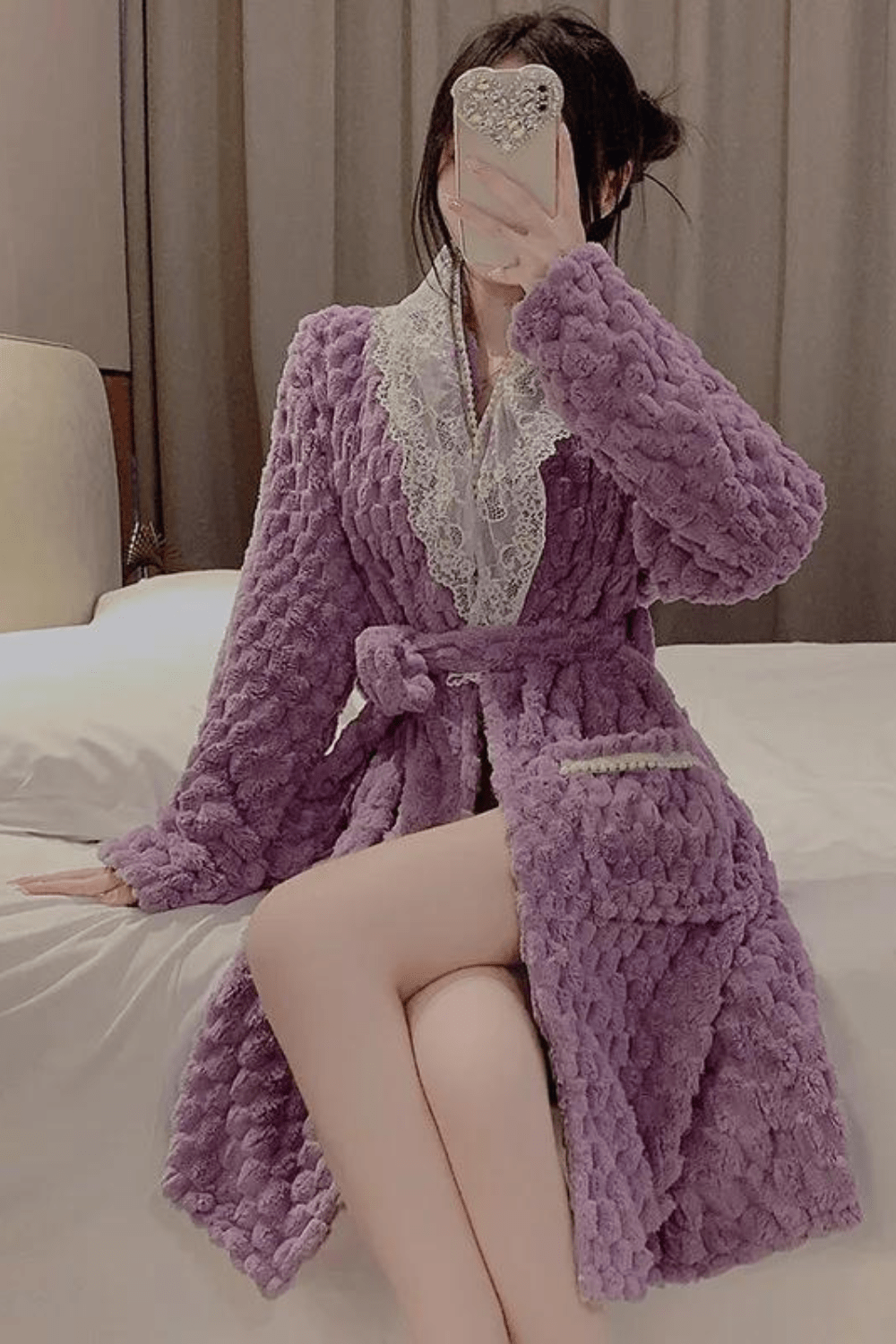 peignoir court femme polaire