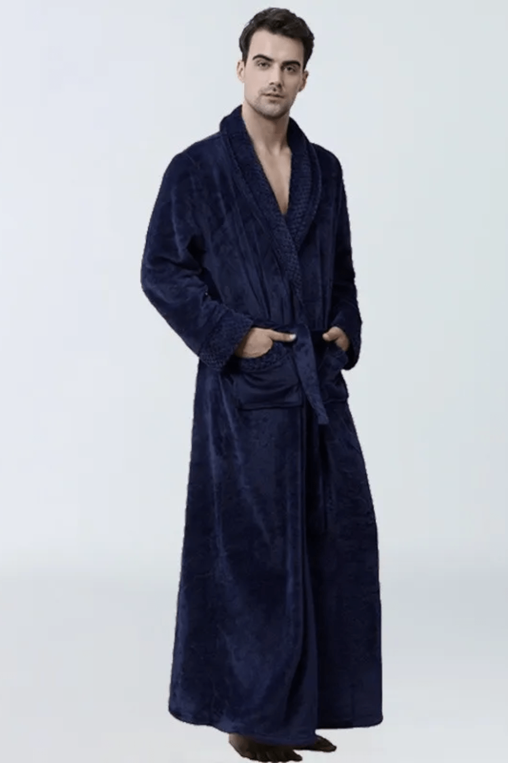 Peignoir de Bain Homme | Coton Bleu marine / 3XL