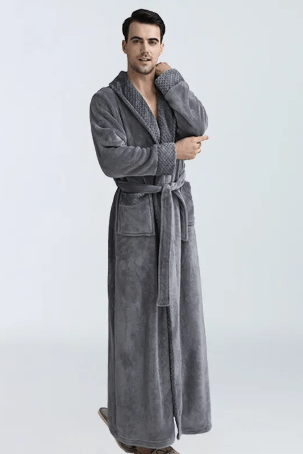 Peignoir de Bain Homme | Coton Gris / 3XL