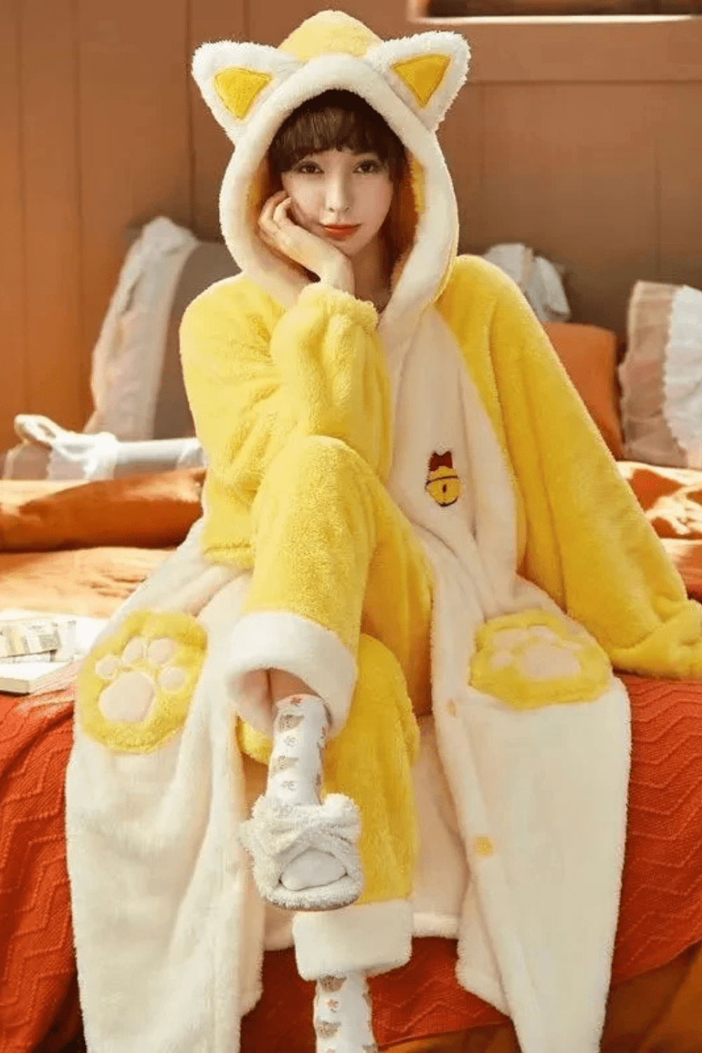 Peignoir Femme | Chat Jaune / XXL