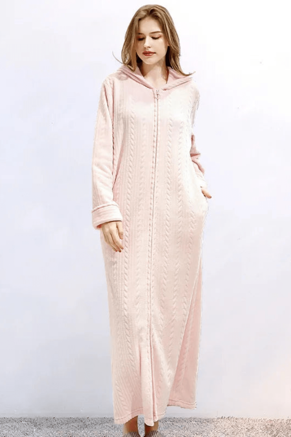 Peignoir Femme | Éponge Zippé Rose / XL
