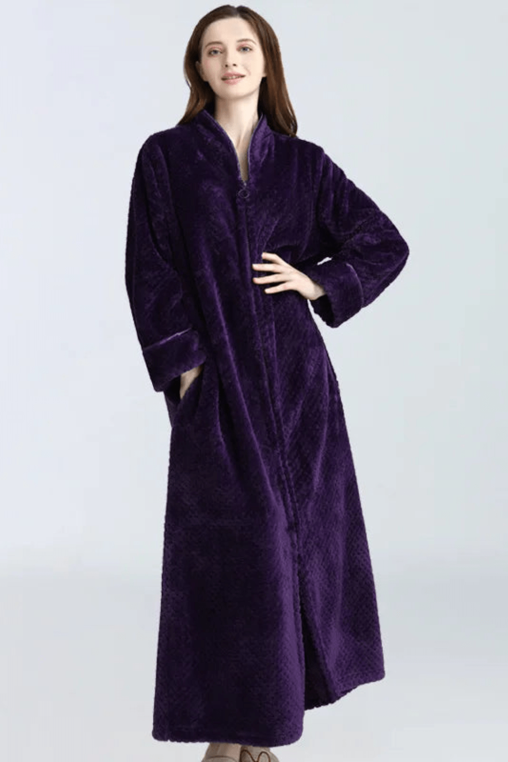 Peignoir Femme | Éponge Zippé Violet / XL