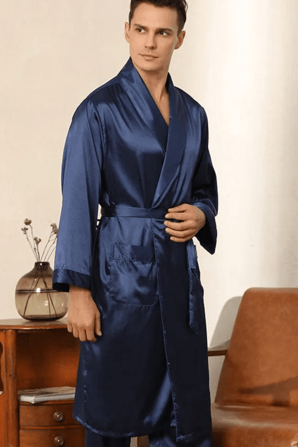 peignoir homme bleu marine