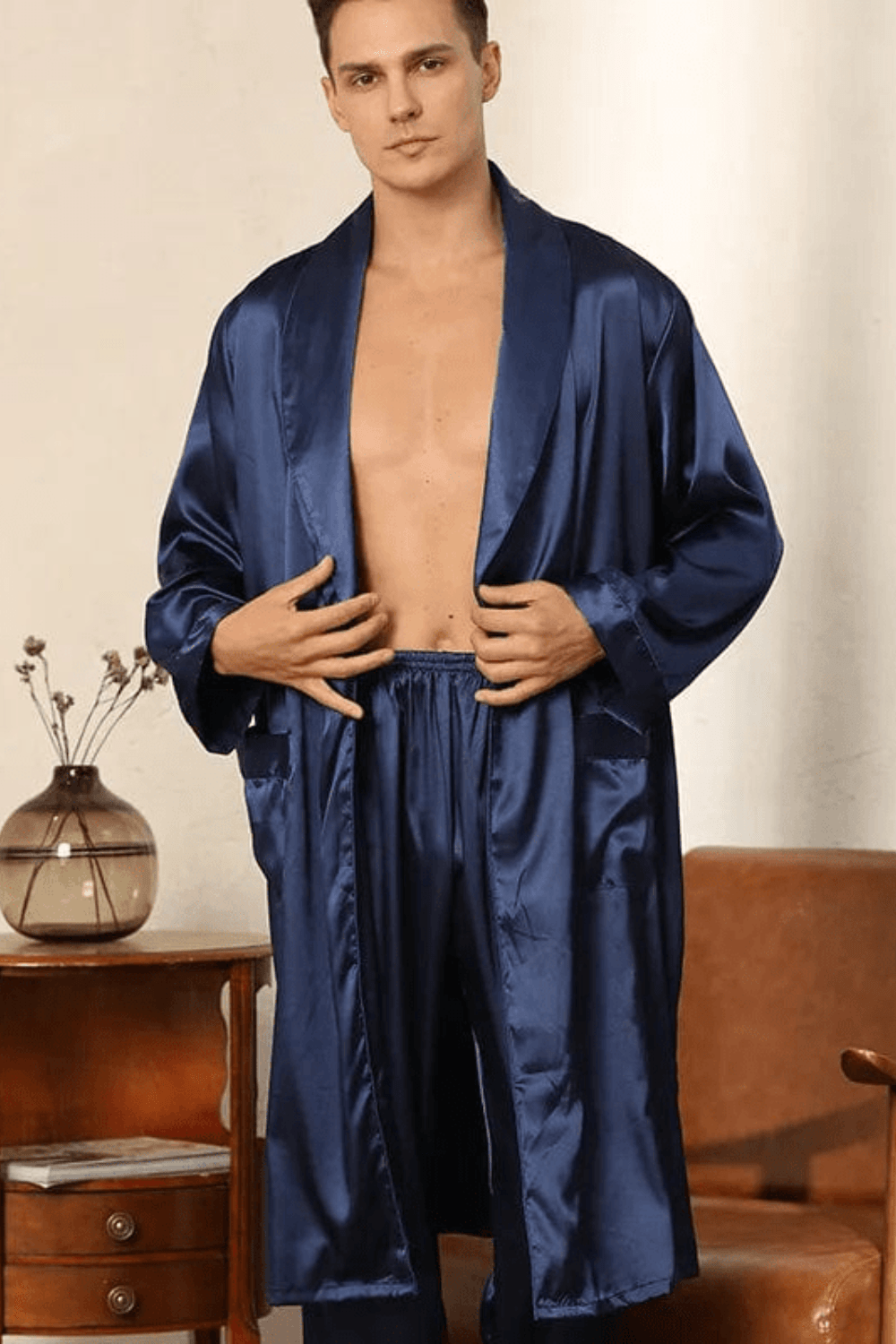 peignoir homme bleu marine