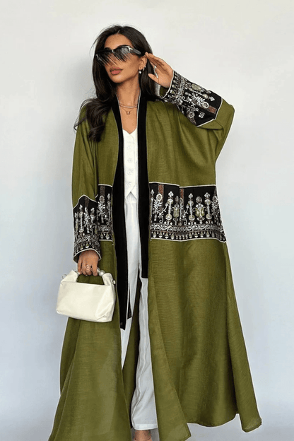 Robe caftan marocain pour mariage de couleur vert - ROBE ORIENTALE Robe caftan marocain pour mariage de couleur vert - ROBE ORIENTALE
