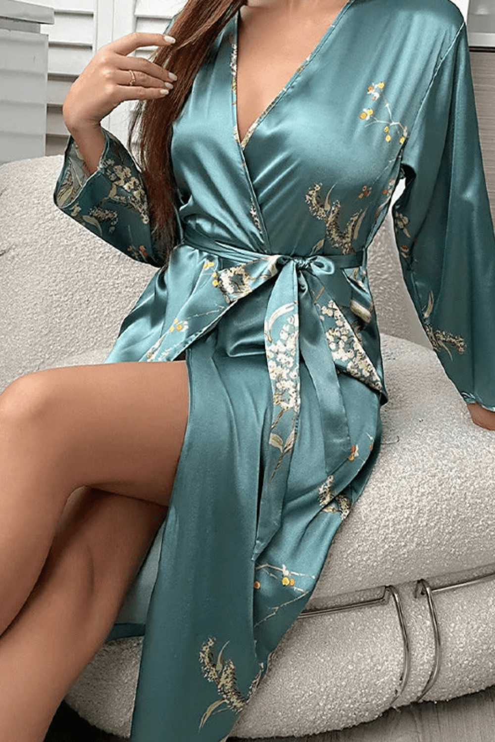 Kimono Femme | Satin Turquoise / XL
