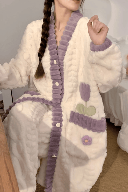 Peignoir Femme | Boutonné Violet / XL