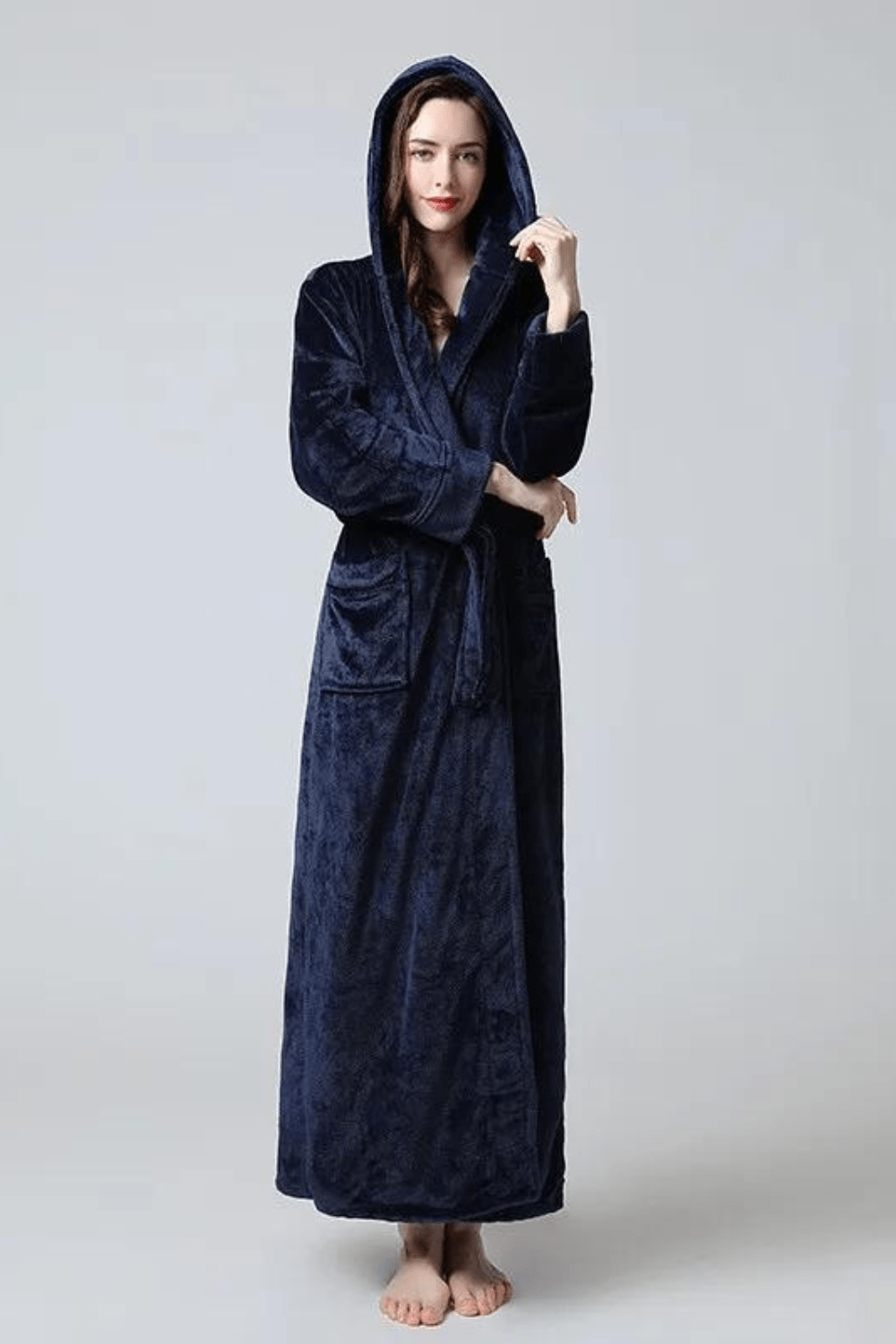 Peignoir Femme | Chaud Long Bleu marine / XL