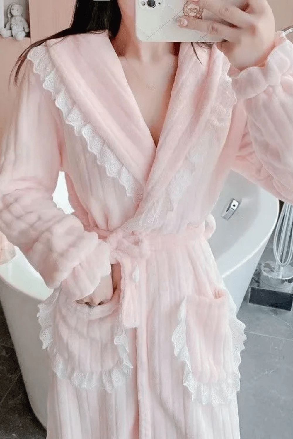 Peignoir Femme | Dentelle Rose / XL