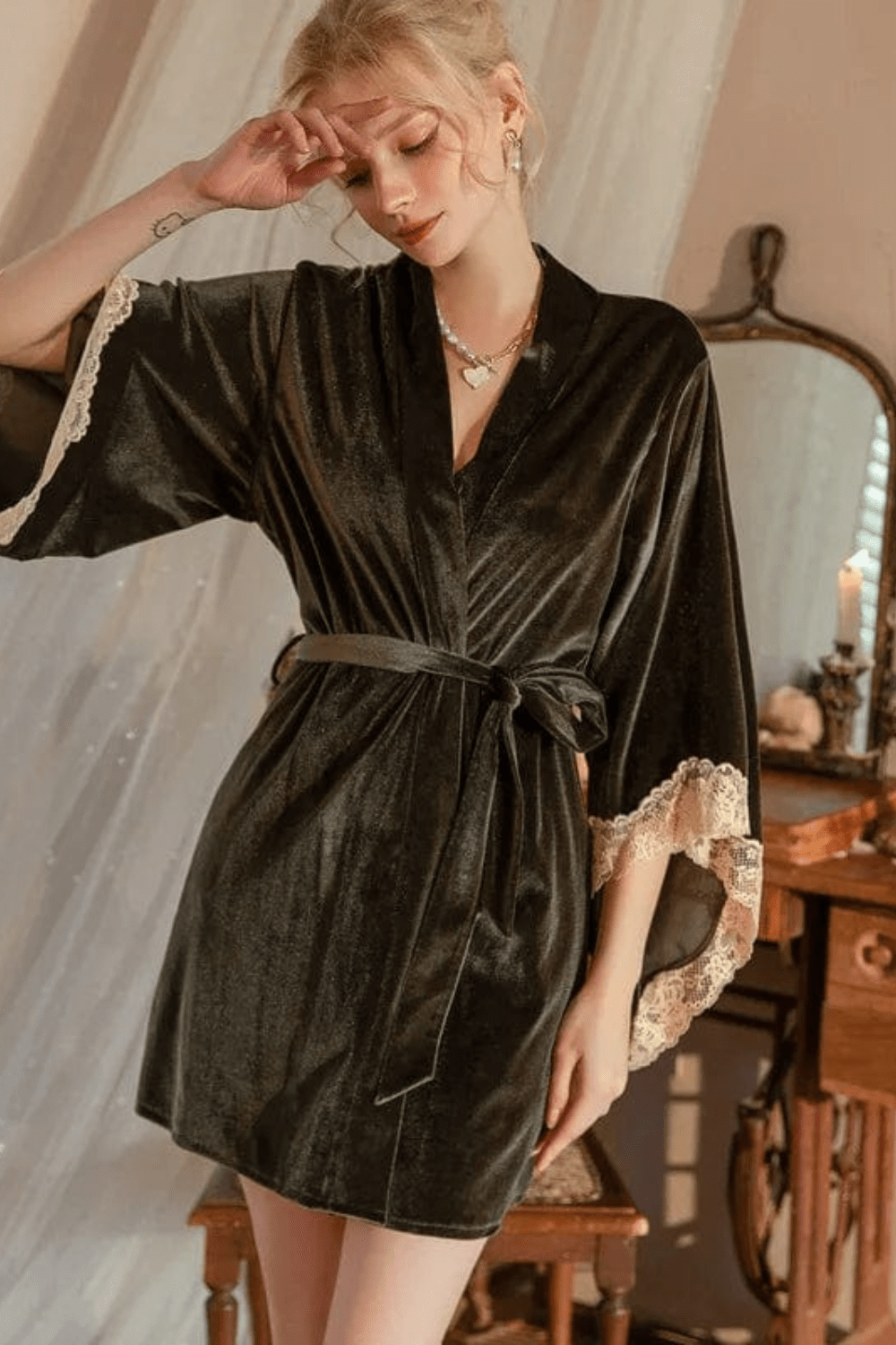 peignoir femme en velours