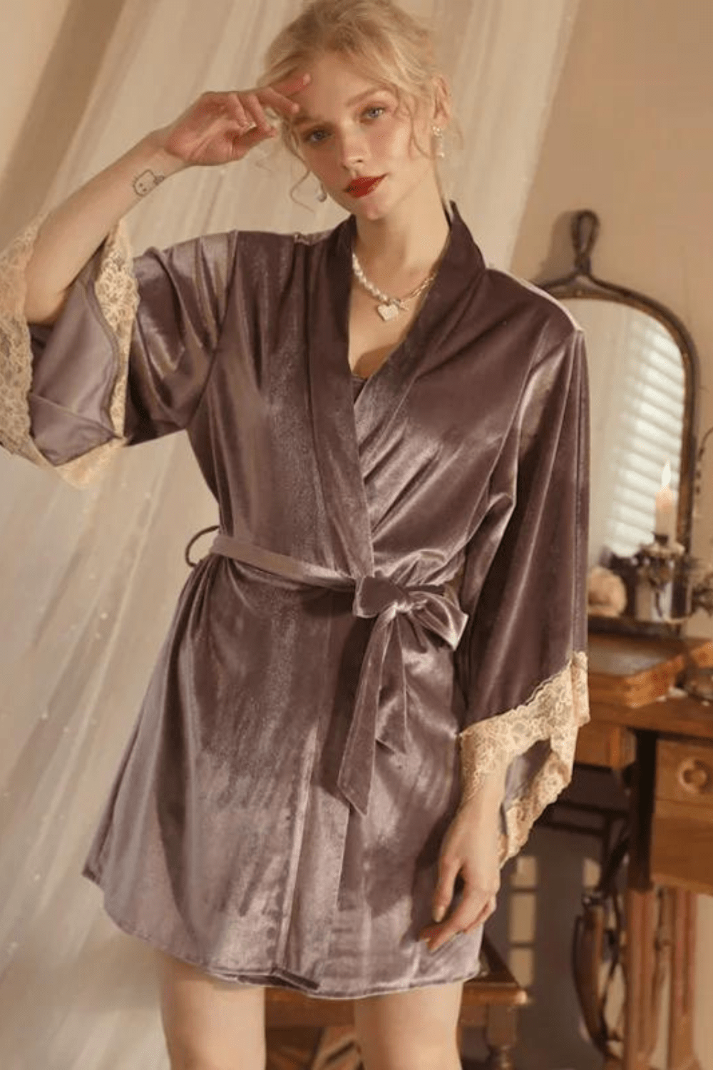 peignoir femme en velours