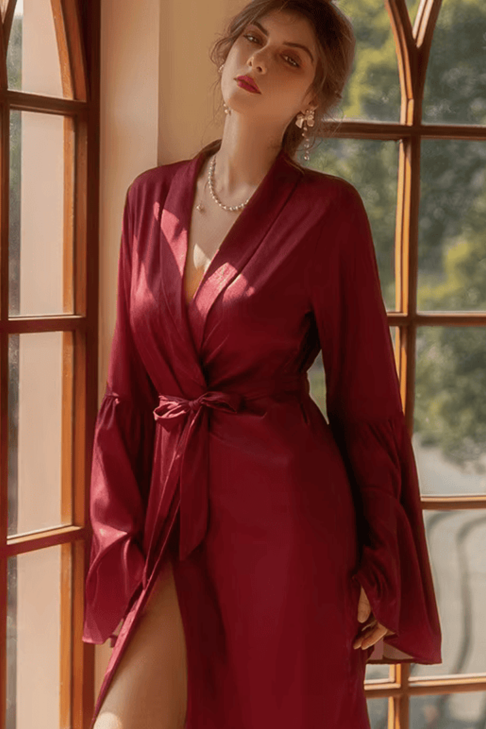 Peignoir Femme | Fin Rouge / XXL