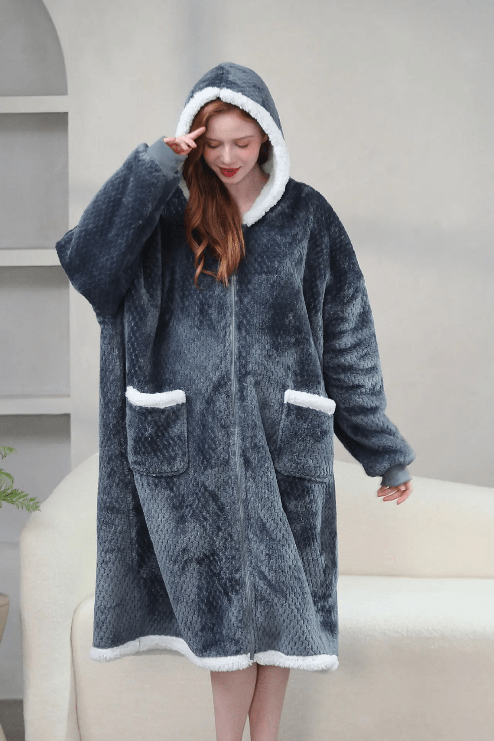 Peignoir Coton Peignoir Femme Avec Capuche Peignoir Polaire Zippé