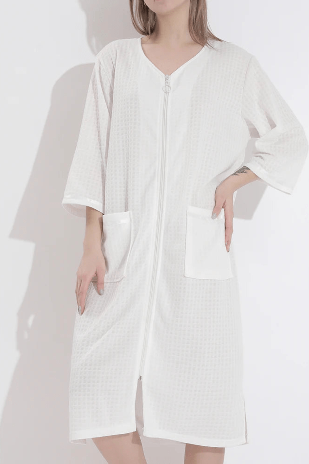 Peignoir | Fermeture Éclair Blanc / 3XL
