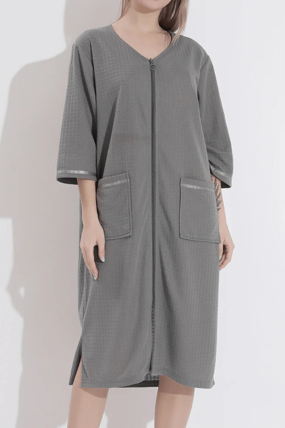Peignoir | Fermeture Éclair Gris / 3XL