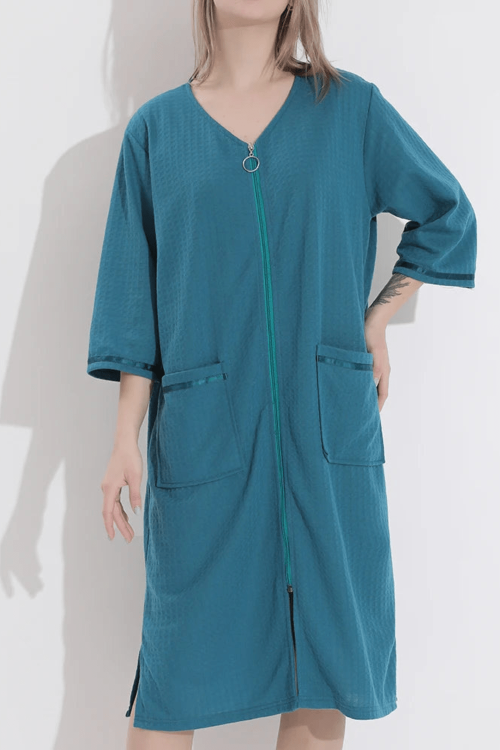 Peignoir | Fermeture Éclair Turquoise / 3XL
