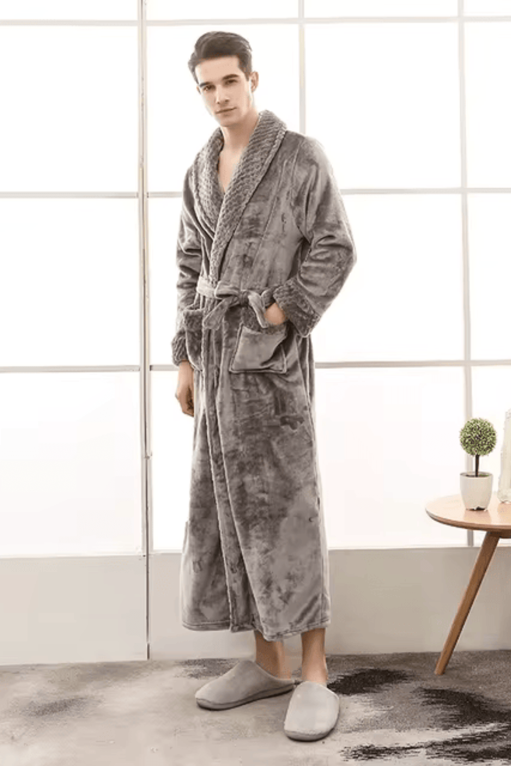 Peignoir Homme | Bain Grande Taille Gris / 3XL