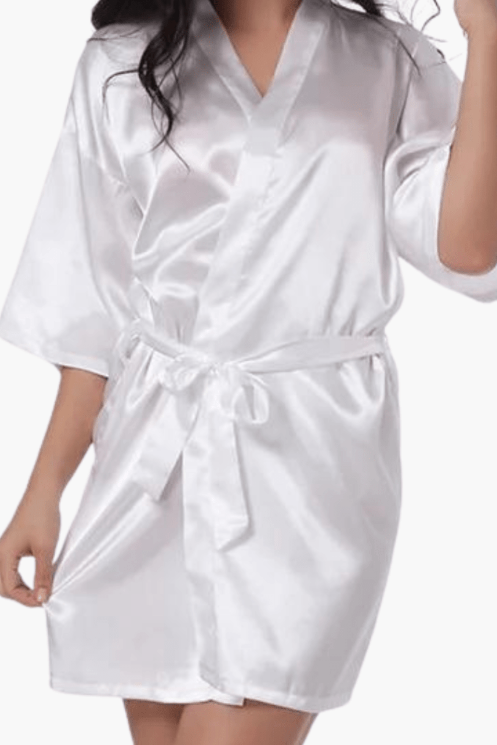 peignoir satin blanc